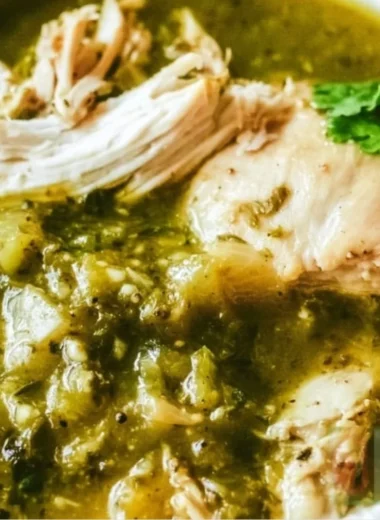 Delicious anti-inflammatory chicken green chile dish with green chiles and chicken