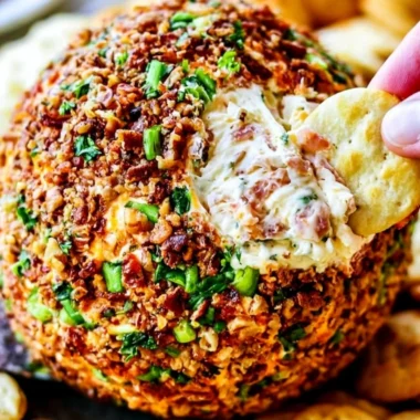 Delicious Bacon Ranch Cheese Ball served on a platter
