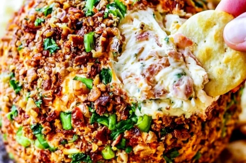 Delicious Bacon Ranch Cheese Ball served on a platter