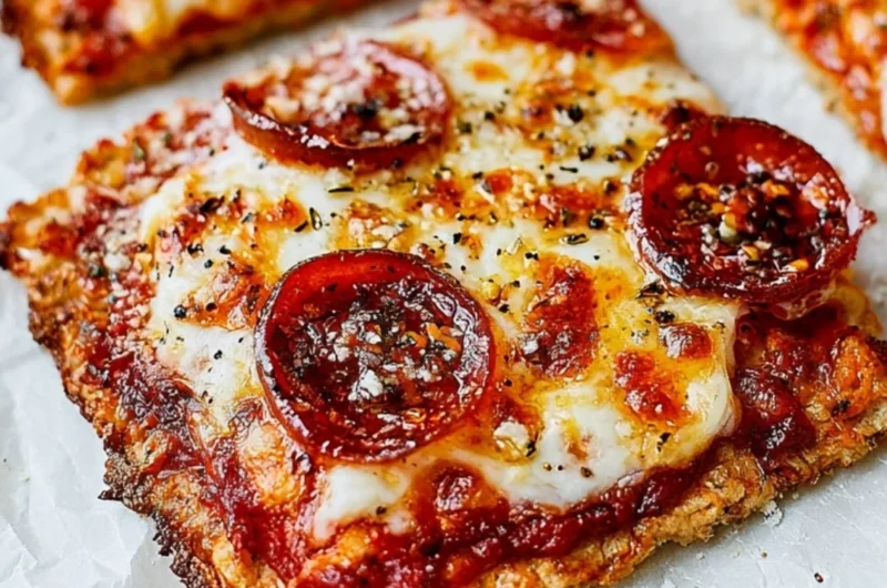 Cozy homemade chicken crust pizza, delicious and healthy alternative to traditional pizza