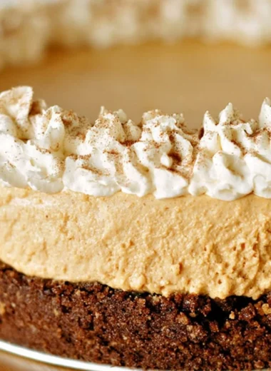 No-bake pumpkin silk pie served in a cozy setting