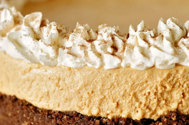 No-bake pumpkin silk pie served in a cozy setting