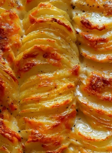 Deliciously creamy potatoes au gratin baked to golden perfection