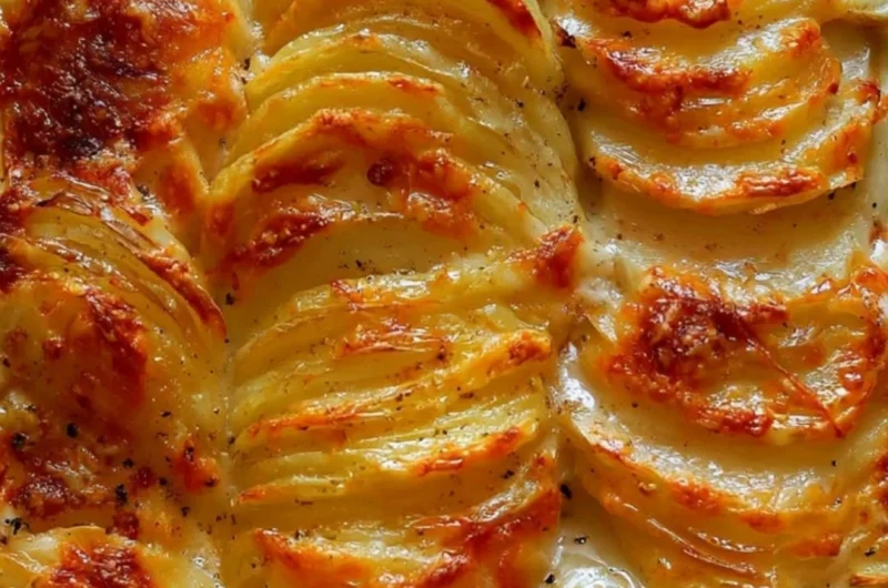 Deliciously creamy potatoes au gratin baked to golden perfection