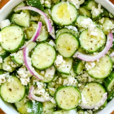 Delicious Cucumber Feta Salad with fresh ingredients