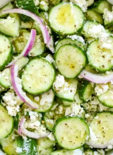 Delicious Cucumber Feta Salad with fresh ingredients