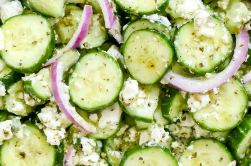 Delicious Cucumber Feta Salad with fresh ingredients