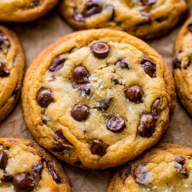 Plate of freshly baked everyday chocolate chip cookies