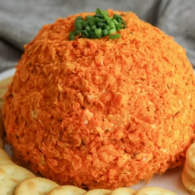 Delicious nacho cheese ball served with tortilla chips