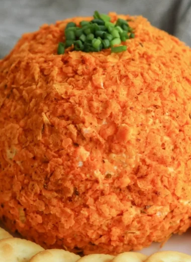 Delicious nacho cheese ball served with tortilla chips