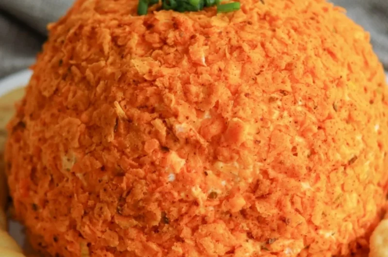 Delicious nacho cheese ball served with tortilla chips